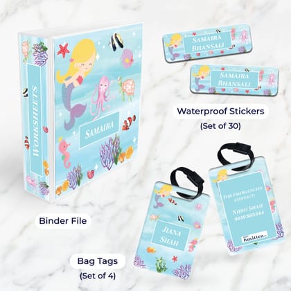 Lil Mermaid Stationery Set (kids)-Blue Watercolor / Mini Set