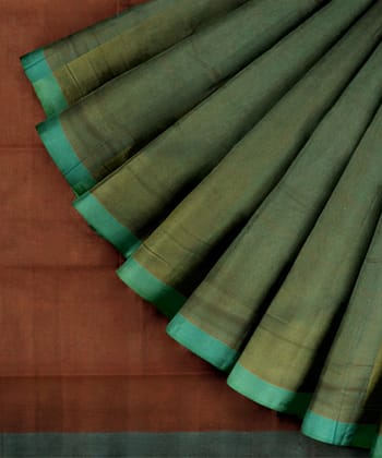 Cyan blue peach cotton handloom mangalagiri saree