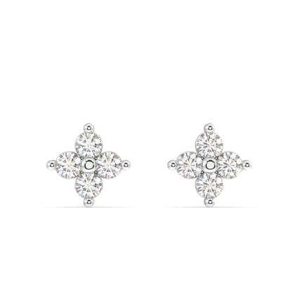 Lotus Flower Minimal Stud Earring-Rhodium plated