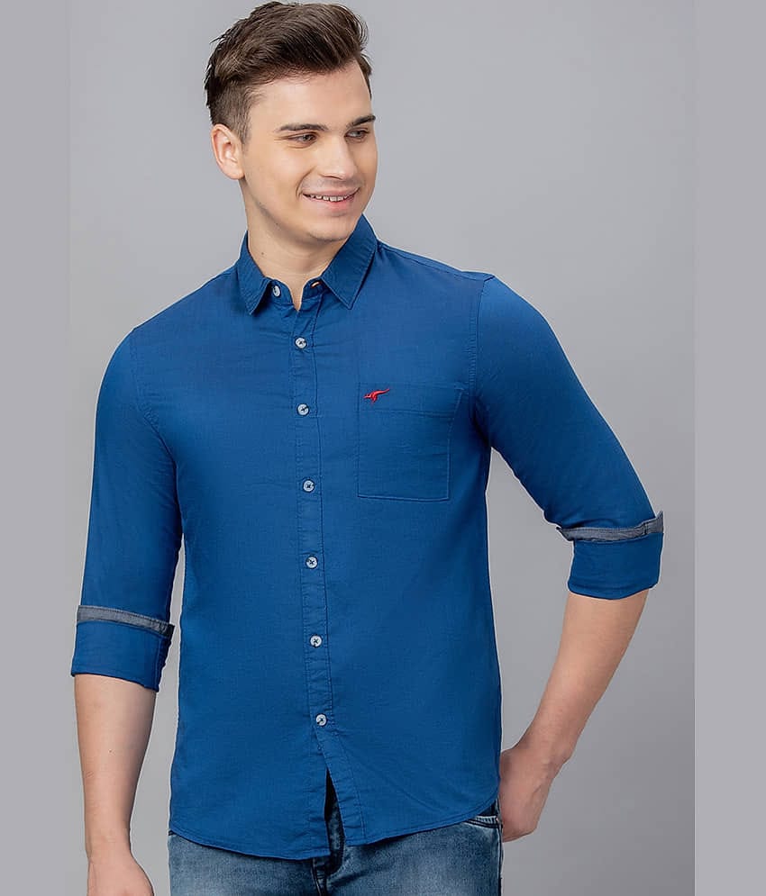 Globus - Navy Blue 100% Cotton Regular Fit Men's Casual Shirt ( Pack of 1 )