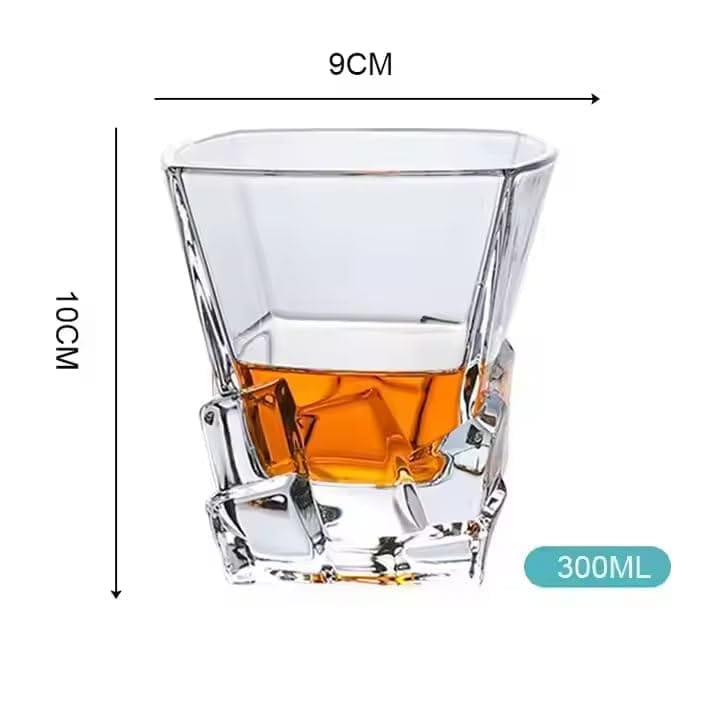 Premium Stylish Old Fashion Brandy Glasses | 310 ML | Whiskey Tumblers | Diamond Glass with Bottom Rocks Cocktail Scotch and Rum