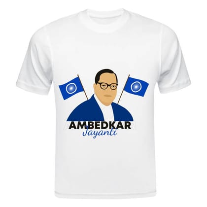 TERA MERA GIFT, Bhim Rao Ambedkar Jayanti Printed T-Shirt, Round Neck, White, Polyester D4 TERA MERA GIFT, Bhim Rao Ambedkar Jayanti Printed T-Shirt, Round Neck, White, Polyester D4