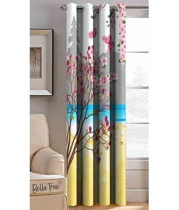 BELLA TRUE Abstract Printed Semi-Transparent Eyelet Curtain 5 ft ( Pack of 1 ) - Multicolor