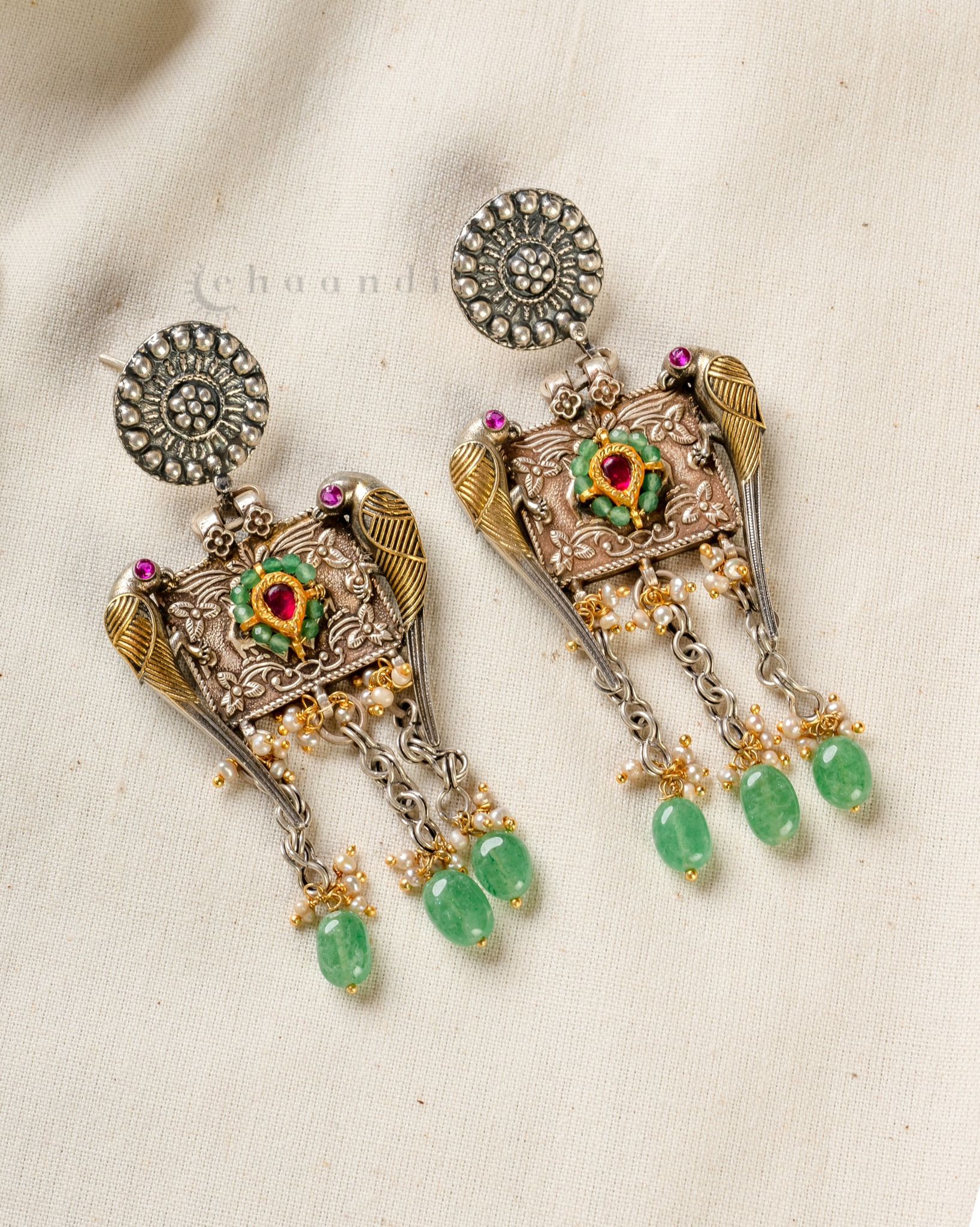 Dual Tone Silver Earrings CHE1973
