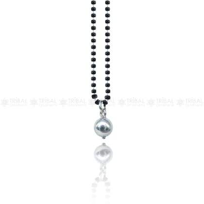 925 sterling silver black beads chain and silver beads necklace, vintage stylish fancy necklace ms151-16