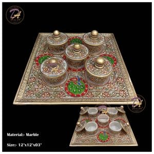 Marble Dry Fruit Box With Tray
