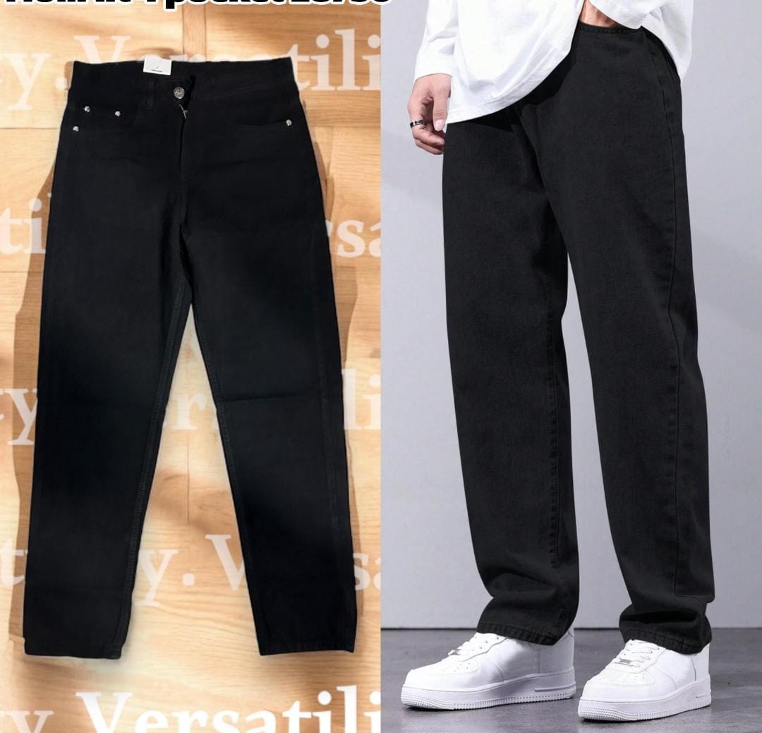 Black Straight Fit Denim Jeans