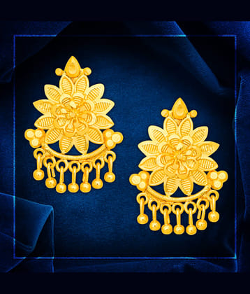 LUV FASHION Golden Drop Earrings ( Pack of 1 )