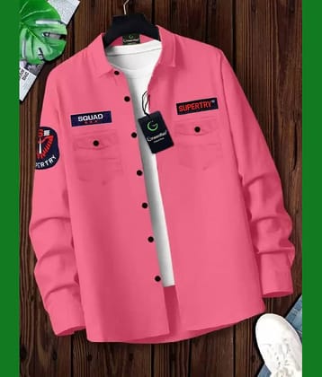 Greenflair Cotton Blend Regular Fit Applique Full Sleeves Men's Casual Shirt - Red ( Pack of 1 )