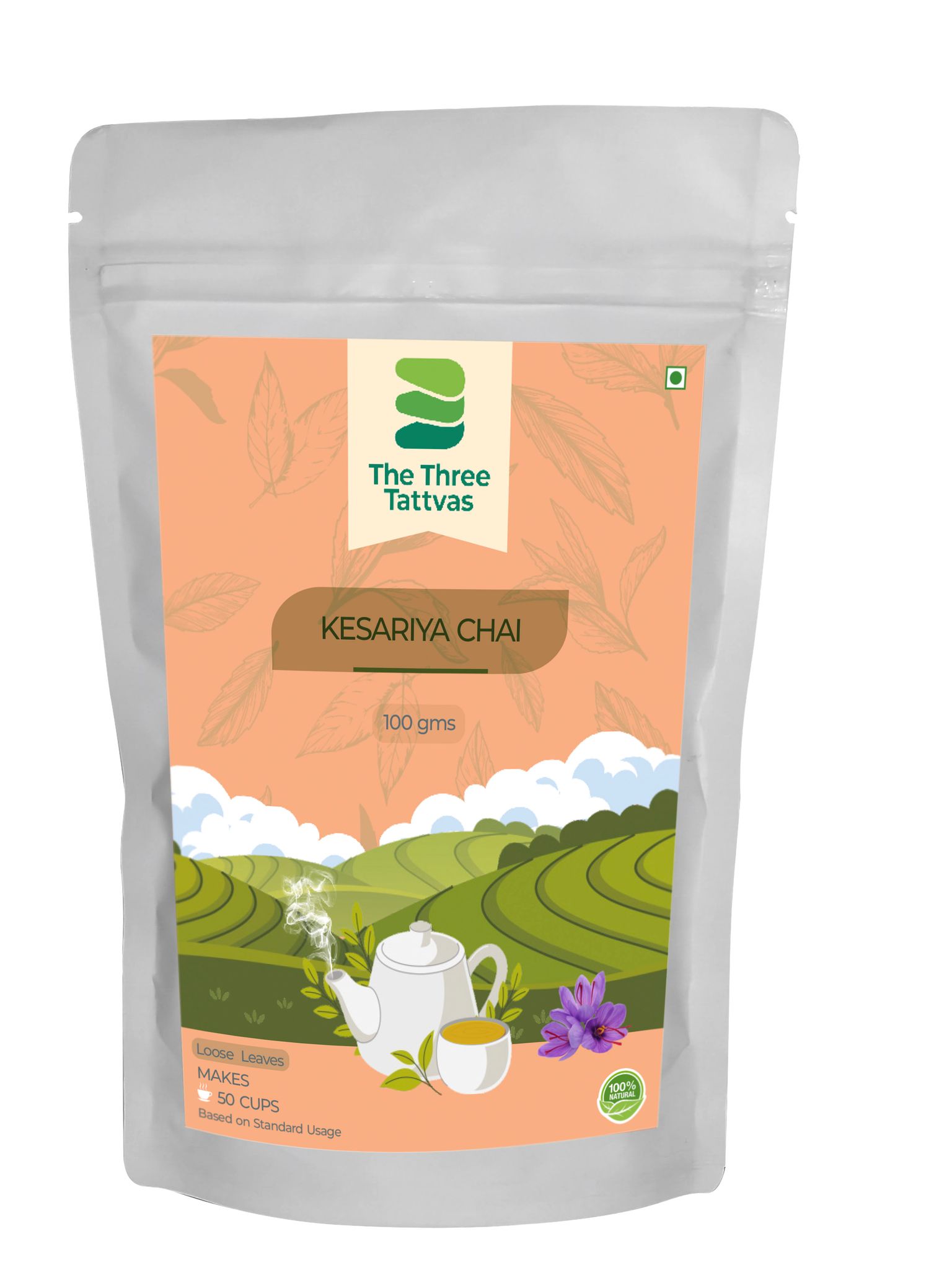 The Three Tattvas Keshariya Chai, 100 gm