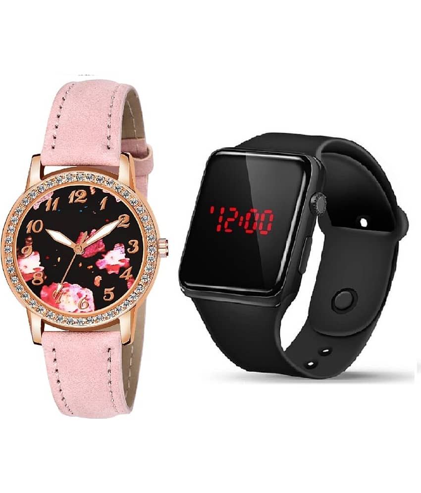 Cosmic - Pink Leather Analog Womens Watch