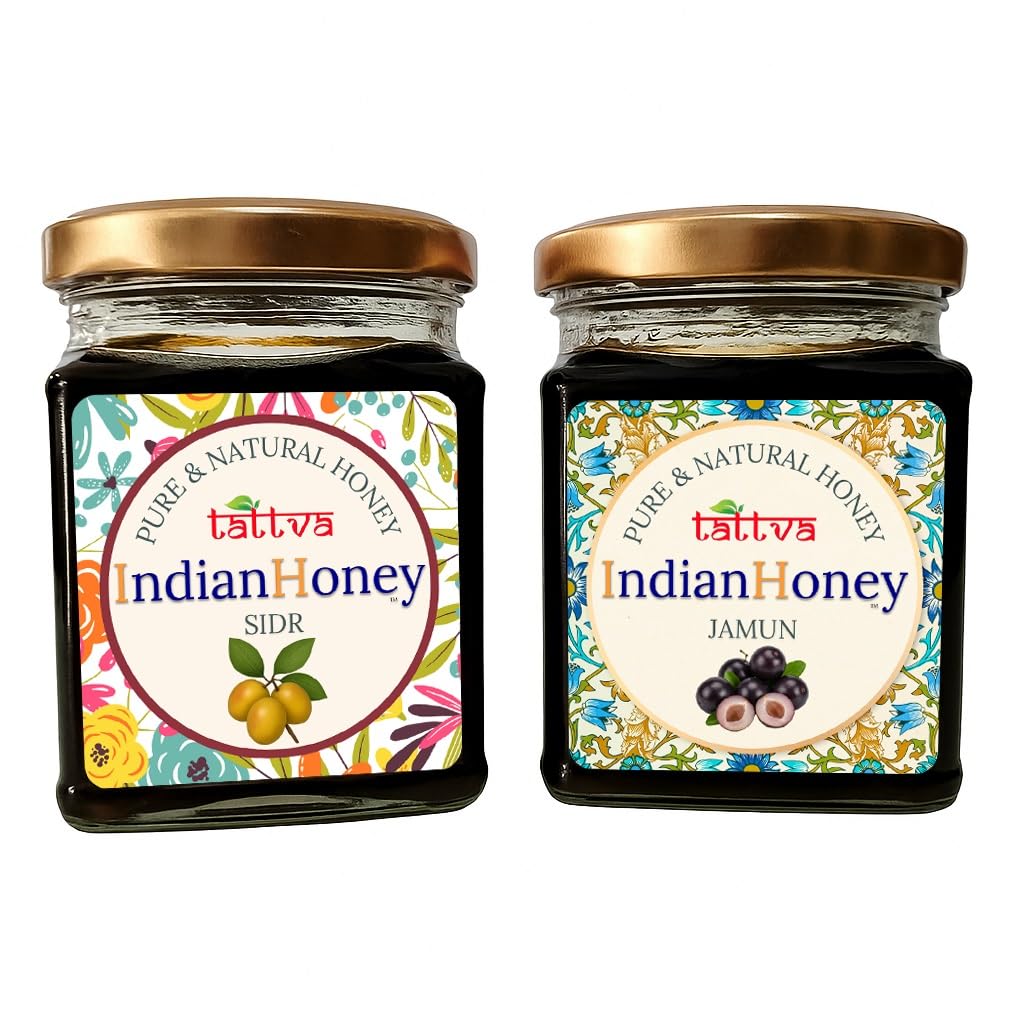 IndianHoney Premium & Highly Medicinal Sidr Honey & Diabetics-Friendly Jamun Honey Combo Pack (230gm & 230gm)