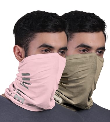 FREECULTR Unisex Bamboo Bandana, Anti Microbial Super Soft & Comfort Fit, Breathable Multipurpose Headband, Face Mask for Dust Protection and Sun - Printed Pack of 2-Beach Sand,Pastle Peach