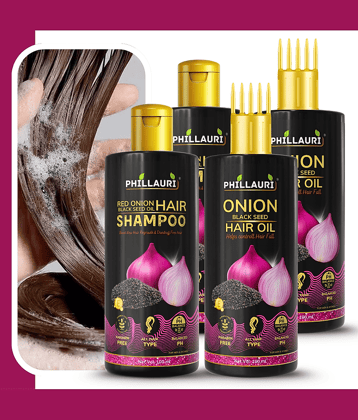 Premium Red Onion Hair Oil With Black Seed Shampoo Combo | Fresh Hair Care Formula | Men & Women