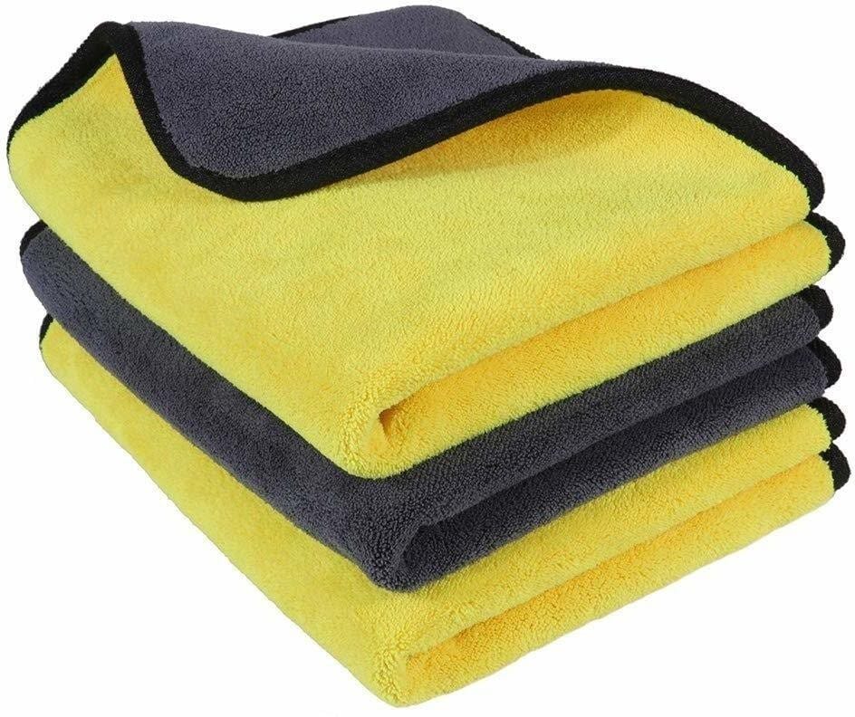 Rudra Microfiber Cleaning Cloths, 600gsm Ultra-Thick Drying Towel Car, Home Polishing Dry Microfiber Cleaning Cloth (3 Units)