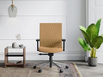 Prime Full Back Knitted Fabric Ergonomic Office Chair (Saddle Brown) (1-Year Warranty, Adjustable Armrest)