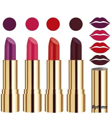 Rythmx Professional Timeless 4 Colors Lipstick Purple,Pink,Orange, Wine Pack of 4 16 g