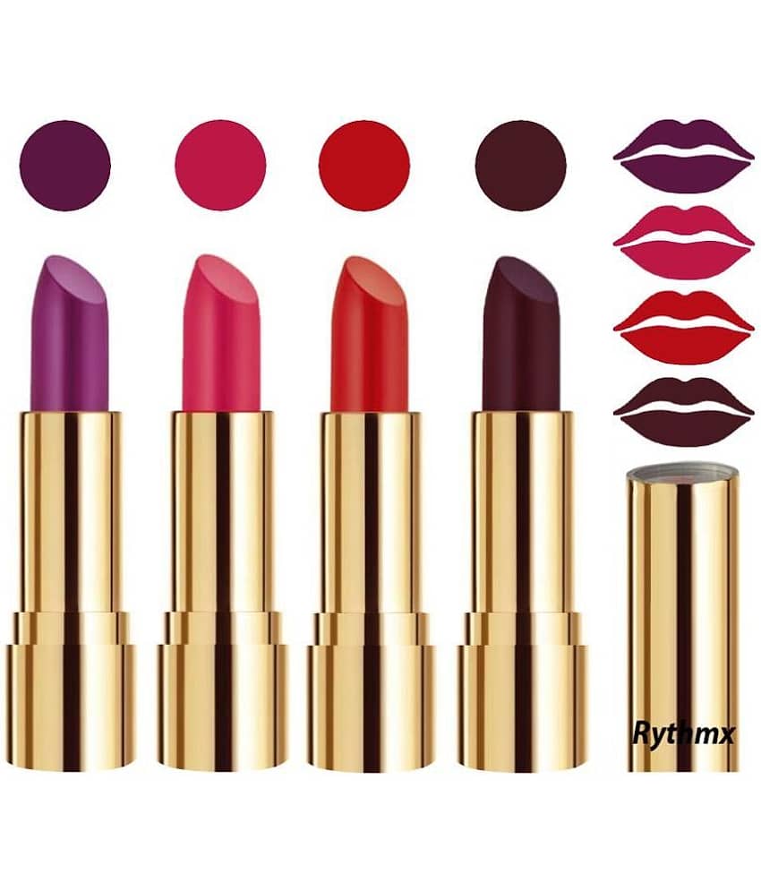 Rythmx Professional Timeless 4 Colors Lipstick Purple,Pink,Orange, Wine Pack of 4 16 g