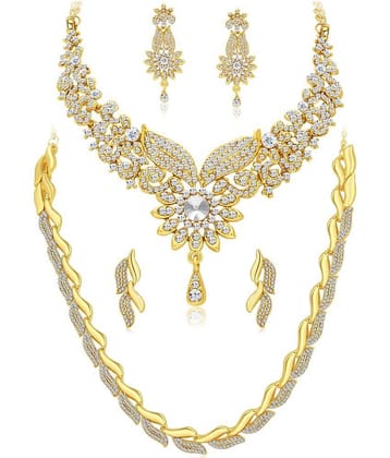 Sukkhi Alloy Golden Traditional Necklace set Combo