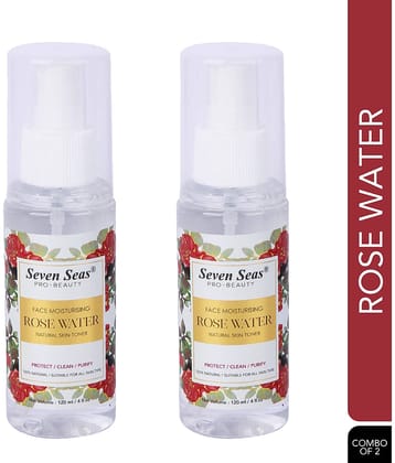 Seven Seas Face Moisturising Rose Water Natural Skin Toner Pack of 2
