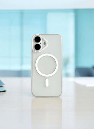 White Ring Clear Case with Anti Yellow Protection for iPhone 16
