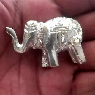 Astro-D, Silver Elephant, Hathi idol for Pooja, Vastu and Rahu (50 gm), (Silver, Silver)