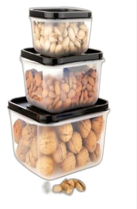 Square Container 3-Piece Set Airtight, Leak-Proof Food Storage Containers, BPA-Free, Stackable, Microwave & Freezer Safe, Ideal for Kitchen Organization and Meal Prep