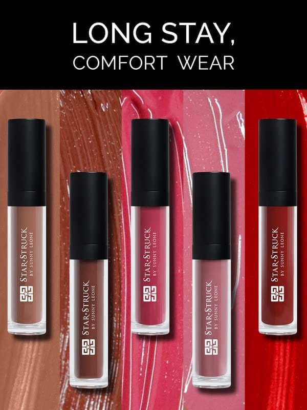 STARSTRUCK BY SUNNY LEONE Intense Matte Lip Color | VEGAN and has Vitamin-E & Essential Oils � Almond, Sesame, Sunflower, Jojoba