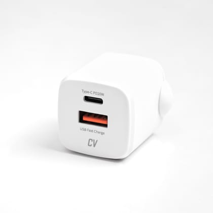 Photon: 20W FAST CHARGER - Dual Port Type C & USB Adapter for all iPhones, iPads, iWatch