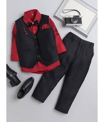 DKGF Fashion Pack of 1 Boys Polyester Shirt & Pants Set ( Black )