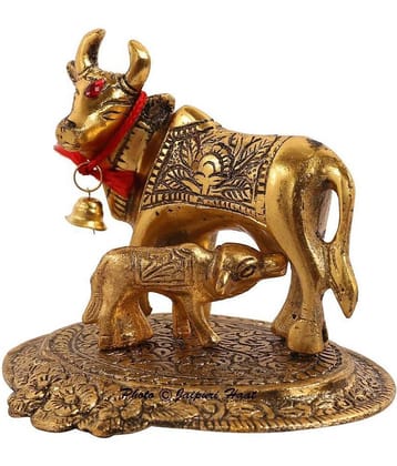 Kamdhenu Cow With Calf Idol Showpiece (Pack of 1 - 8cm)