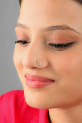 Aabha Gold Plated Silver CZ Nose Pin