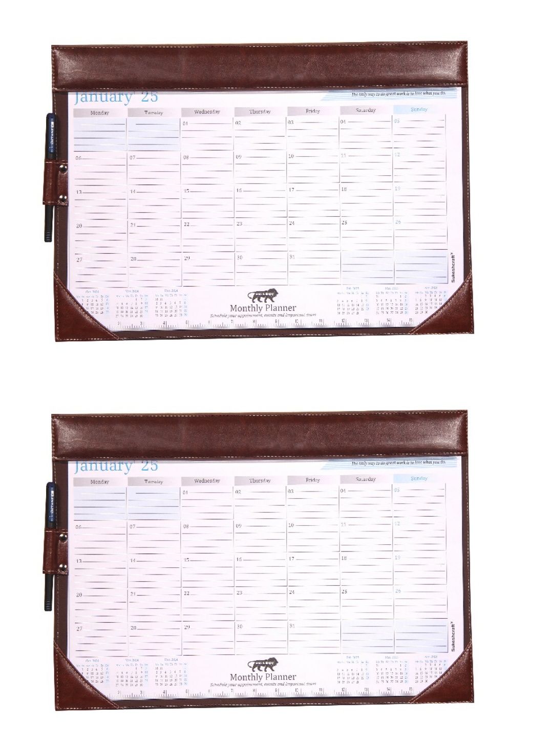 Sukeshcraft At-A-Glance Monthly Desk Pad Calendar 2025 (19x13-inch,Combo)