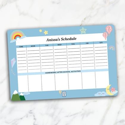 Rainbow Magic Kids Schedule Planner-Aqua Blue / Magnet