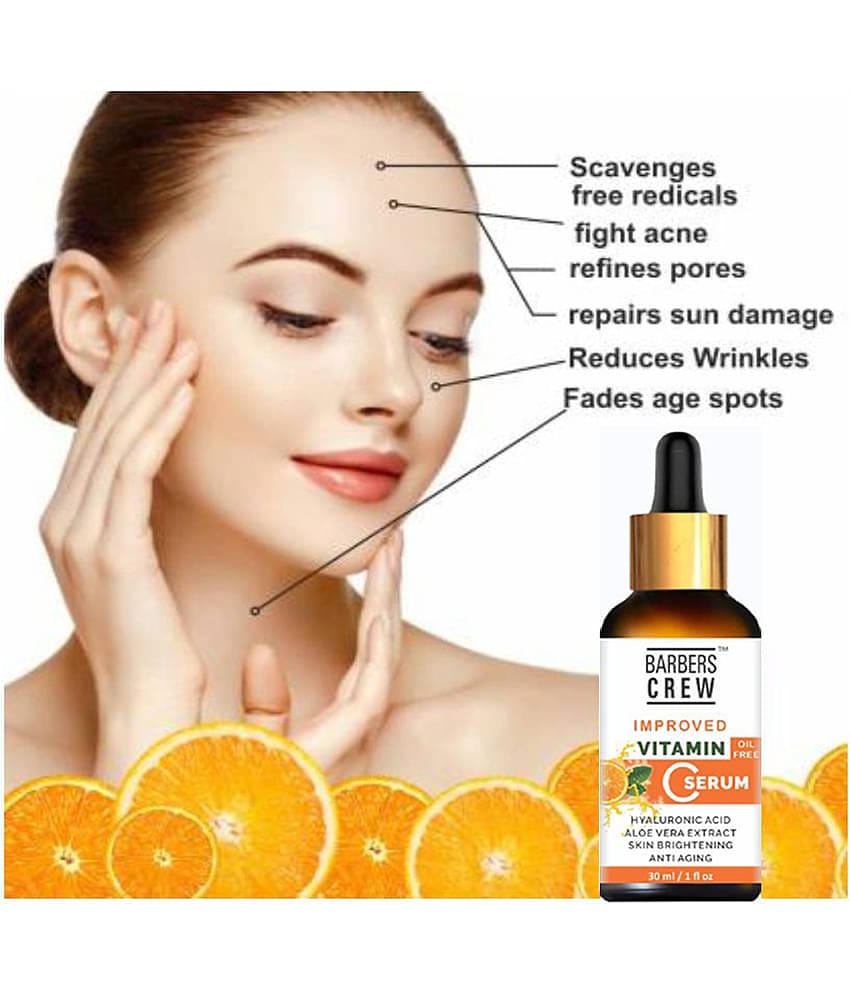 Barbers Crew Improved Vitamin C Face Serum- For Oil Free & Skin Whitening & Brightening Face Serum 30 mL