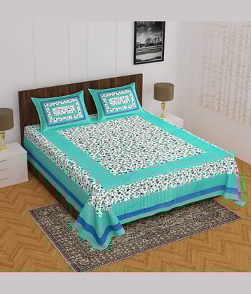 ABHACLOTHO Cotton 1 Double Bedsheet with 2 Pillow Covers ( Multicolor )