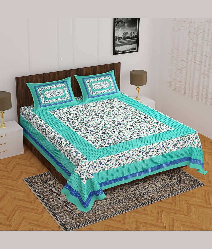 ABHACLOTHO Cotton 1 Double Bedsheet with 2 Pillow Covers ( Multicolor )