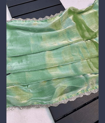 Aika Net Embellished Saree With Unstitched Blouse Piece ( Turquoise )