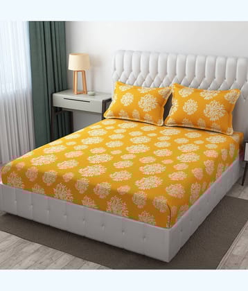 Apala Microfiber 1 Double King Bedsheet with 2 Pillow Covers ( Yellow )