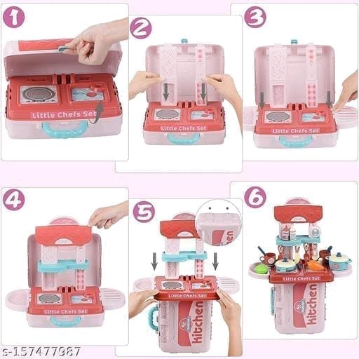 Little Chef's Kitchen Playset - 2-in-1 Suitcase and Kitchen Set with 25 Accessories