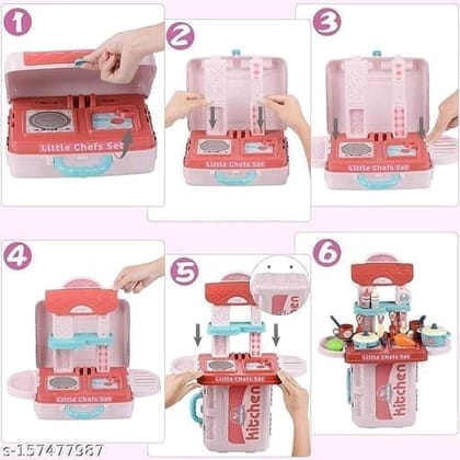 Little Chef's Kitchen Playset - 2-in-1 Suitcase and Kitchen Set with 25 Accessories