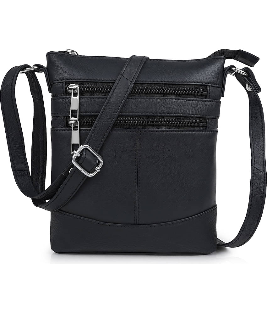 CIMONI Sling Bag Pure Leather Set of 1 ( Black )