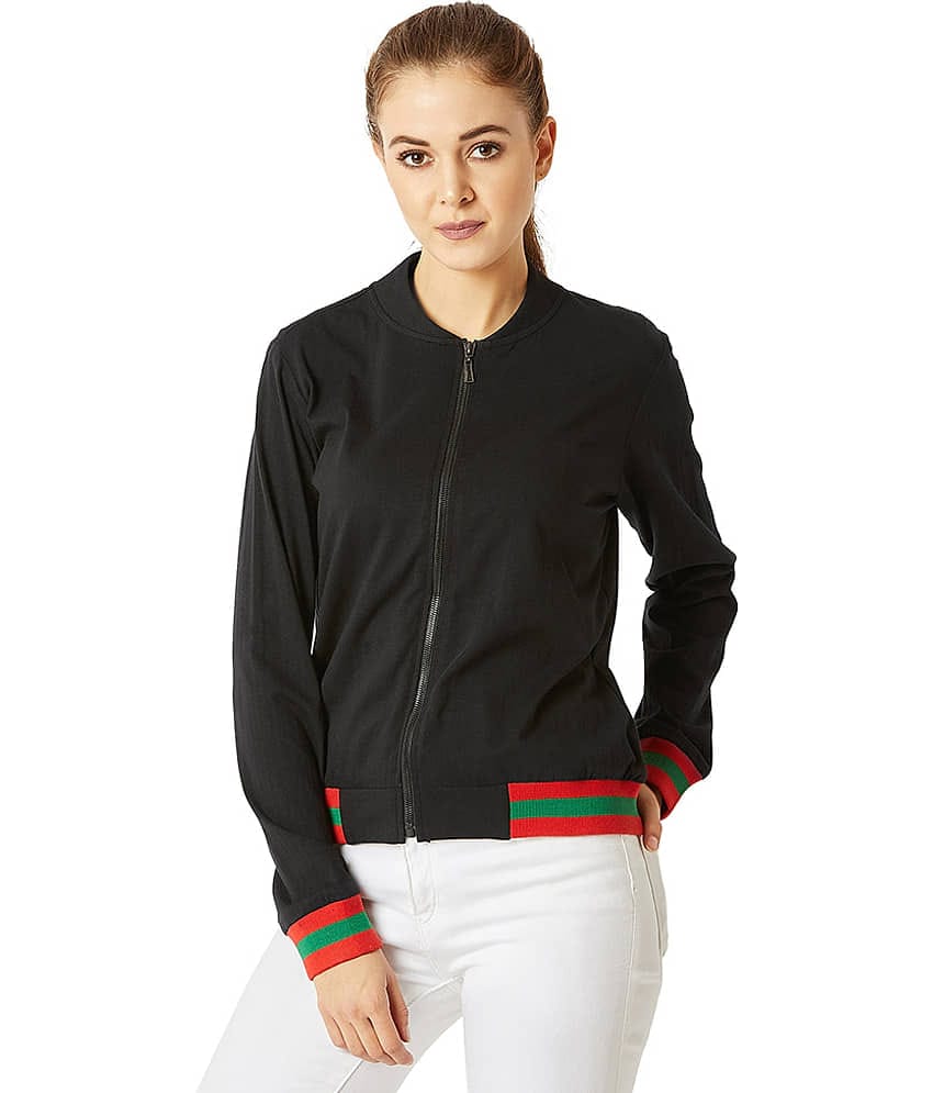 Miss Chase Cotton Black Bomber Jackets