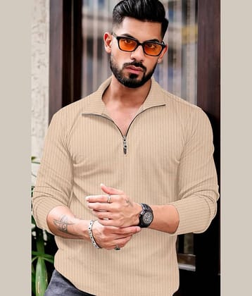 KAJARU Men Polyester Regular Fit Self Design Polo T Shirt ( Off White )