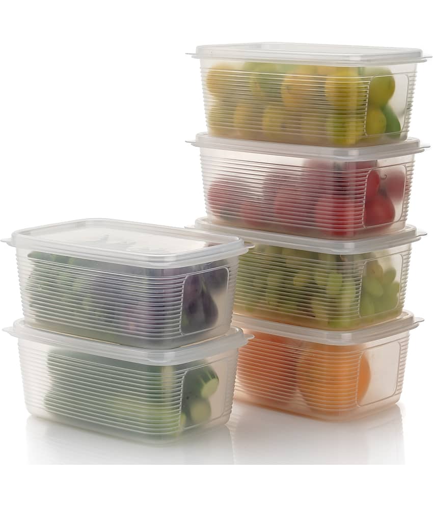 2Mech Fridge container Plastic White Multi-Purpose Container ( Set of 6 )