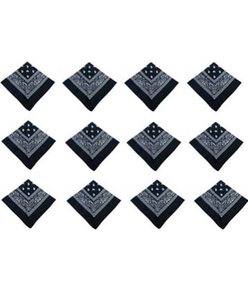 Zacharias - Black Cotton Men's Handkerchief ( Pack of 12 )