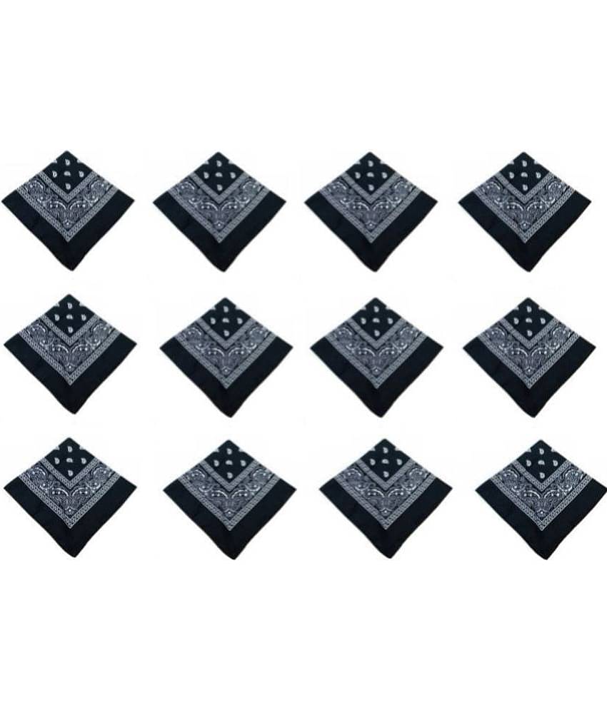 Zacharias - Black Cotton Men's Handkerchief ( Pack of 12 )