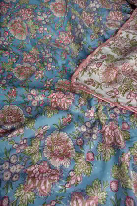 Blue Pink Reversible Mul Mul Cotton DoharDouble
