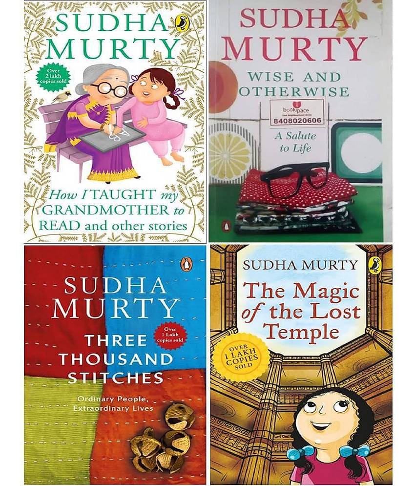 Sudha Murty 4 Books Combo: Wise and Otherwise + The Magic of lost Temple + How i taught my grandmother to read + Three Thousands Stitches