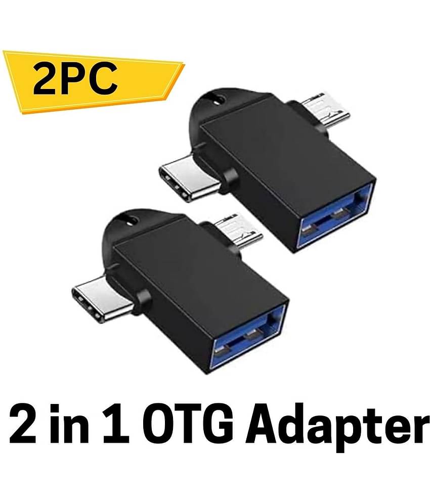 THRIFTKART - 2 in 1 OTG Adapter, OTG Adapter Micro USB Type c, All in 1 Multi OTG Connector for Mobile OTG hub USB 3.0 High Speed Data Transfer Converter for Android (Pack of 2)